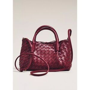 NEW ANTHROPOLOGIE Mini Top-Handle Woven Tote with Wallet